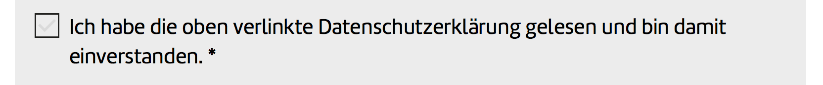 Hinweisfeld zur Datenschutzbestimmung im Kontaktformular